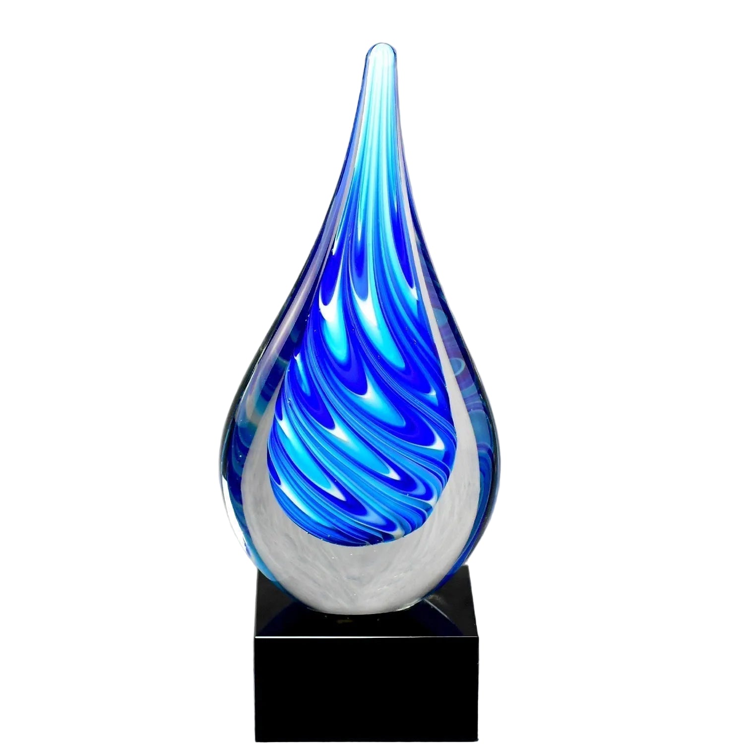 Blue/White Teardrop on Black Glass Base