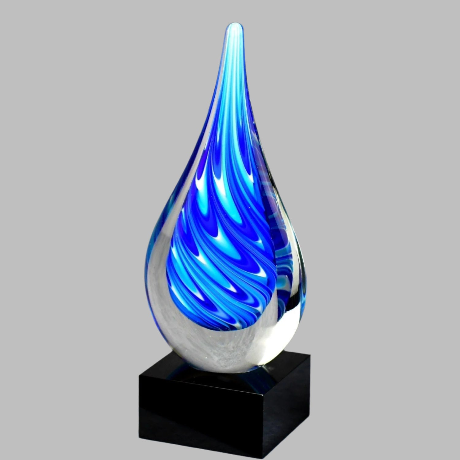 Blue/White Teardrop on Black Glass Base