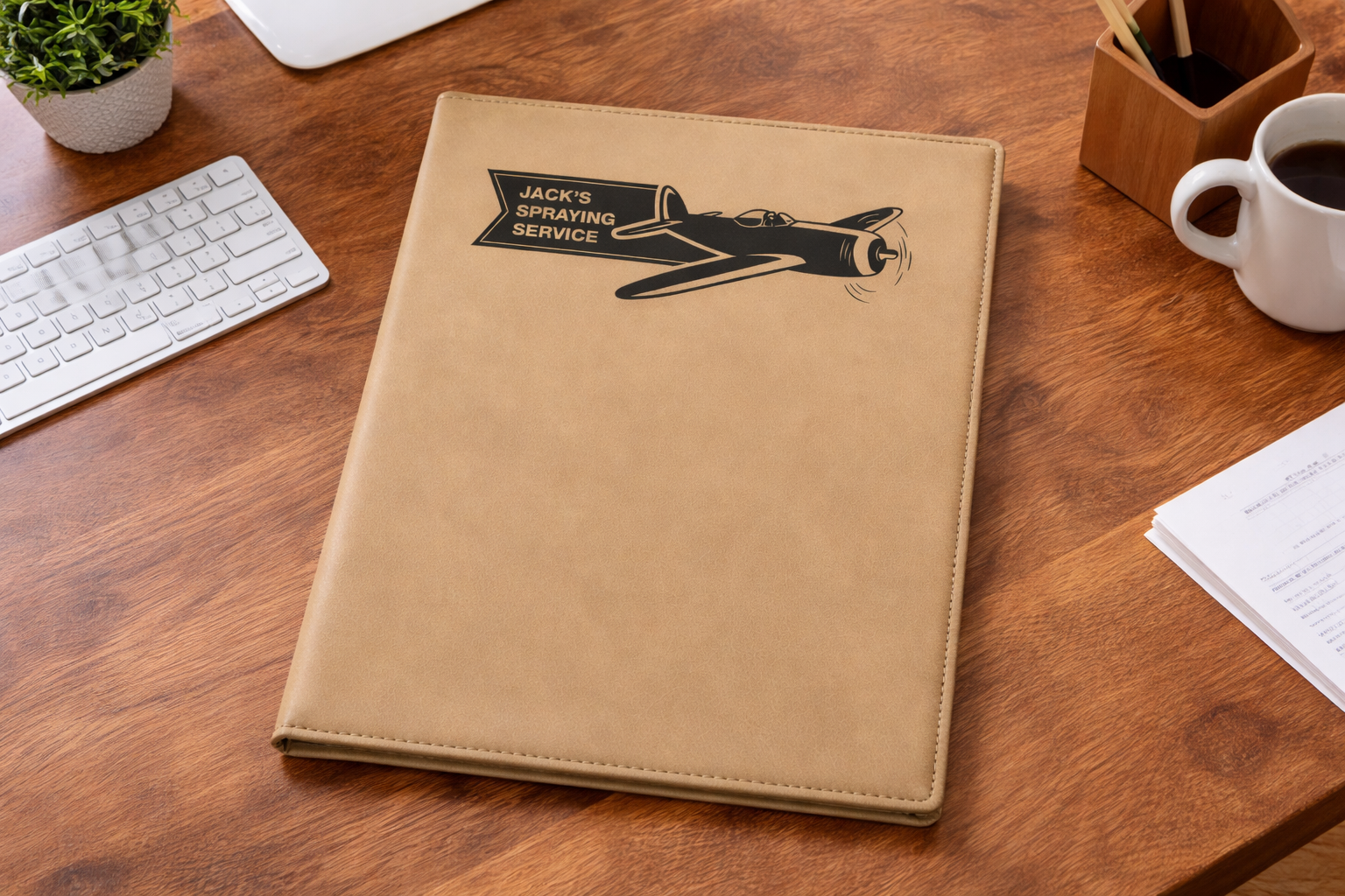 Leatherette Portfolio - Beige